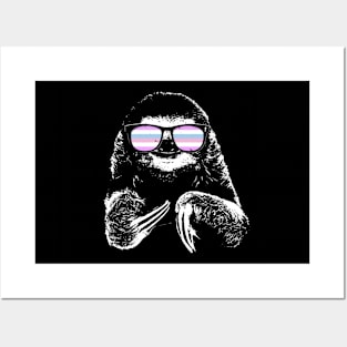 Pride Sloth Bigender Flag Sunglasses Posters and Art